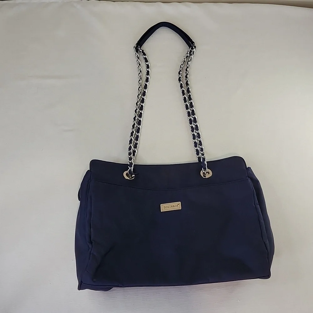 Sastanza Navy Blue Nylon Tote Bag. Size 15x11